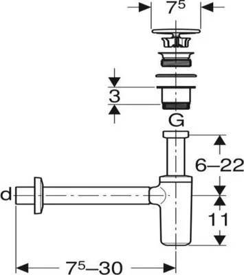 Produktbild von Geberit 151019011 Waschbeckenablauf mit Siphon, DN32/40