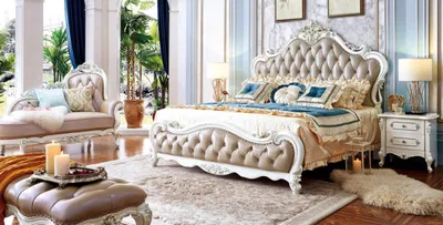 Image de Lit classique 180x200 cm Lit double en bois massif avec similicuir