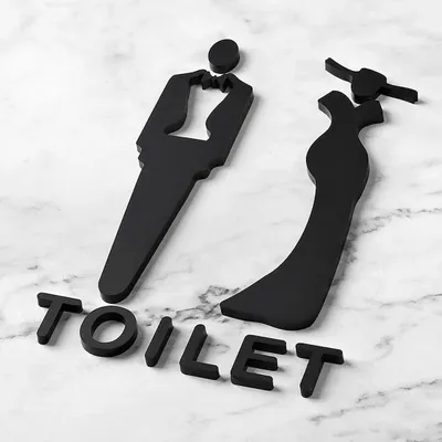 Toiletten-Schilder-Set, Acryl, schwarz, 12x8 cm, 2 Stück