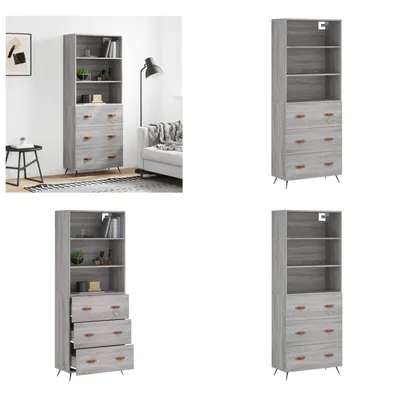 Produktbild von vidaXL Highboard Grau Sonoma 69,5x34x180 cm Holzwerkstoff - Highboard - Highboards - Sideboard - Schrank