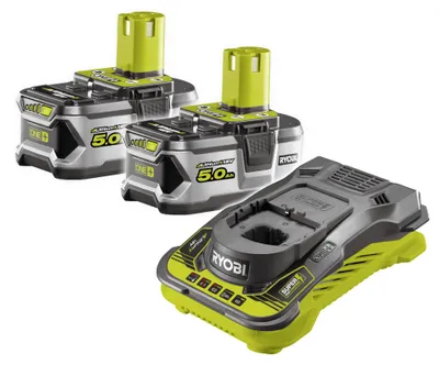 Produktbild von RYOBI - 2 x 18V ONE+ 5,0 Ah Lithium+ Akkus und 1 x 5,0 A Ultra-Schnellladegerät - RC18150-250