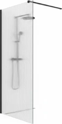 Image de Paroi de douche italienne flûtée - 100 x 195 cm - Noir - LINEA