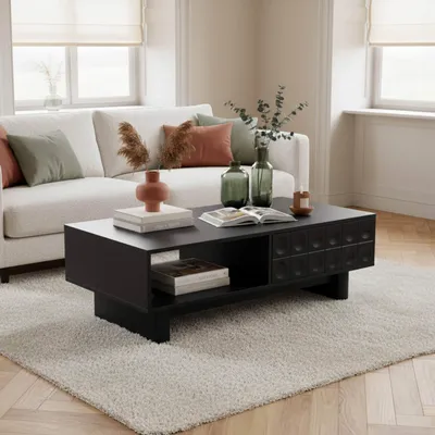 Produktbild von Rechteckiger Couchtisch L120 cm schwarz - Oviala Octave
