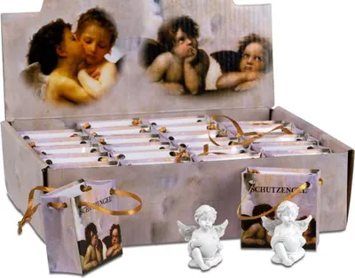 Produktbild von 2 Stück Schutzengel 6cm weiss aus Keramik in einer Geschenktüte
