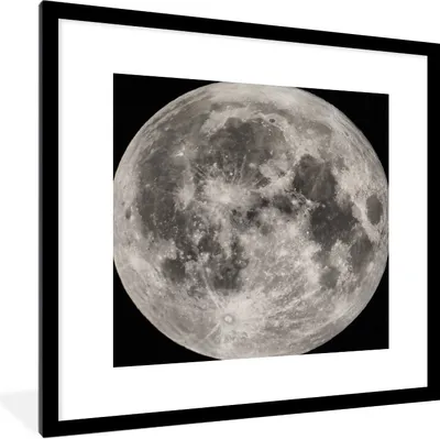 Produktbild von MuchoWow® Gerahmtes Poster Mond - Weltraum - Schwarz - Weiß 40x40 cm - Poster mit Schwarzem Bilderrahmen Wandposter Rahmen Foto Bilder - Poster - Plakat im Rahmen
