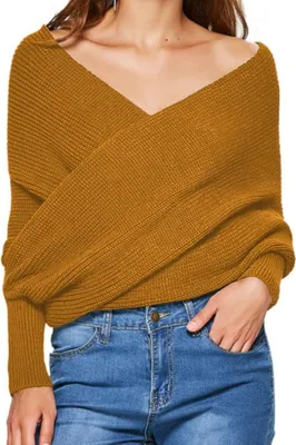Produktbild von Warmer Pullover - Damen - Dicker Schal mit Ärmeln - Poncho - Modisches Bolerojäckchen - Einheitsgröße - Gelb