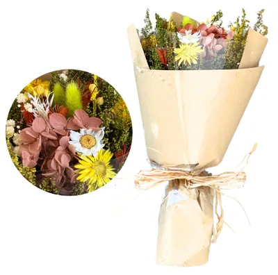 Immagine prodotto di LAYBA, composizione di fiori secchi "Fiori di prato", fiori e erbe essiccate, ideale come decorazione bohémien per vasi, centrotavola, matrimoni e come regalo