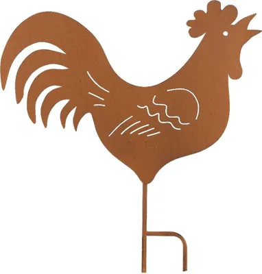 Image de Coq en métal brun rouille Décoration de jardin Figure de jardin 48x35cm