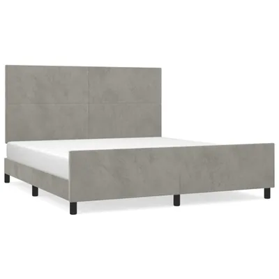 Zdjęcie produktu dla vidaXL Rama łóżka z zagłówkiem jasnoszara 180x200 cm aksamitna