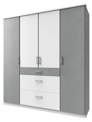 Produktbild von Kleiderschrank Click Schlafzimmerschrank mit Schubladen Ausführung wählbarweiß / Beton lichtgrau