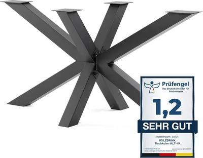 Produktbild von HOLZBRINK Tischbeine aus Metall, Tischgestell für Esstisch Gartentisch Konferenztisch, 150x70x72 cm (LxBxH), Schwarz, 1 Stück