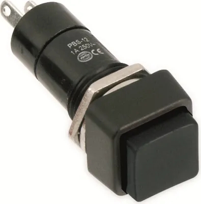 Produktbild von Einbau-Druckschalter PBS-12A, quadratisch, Ein/Aus, schwarz
