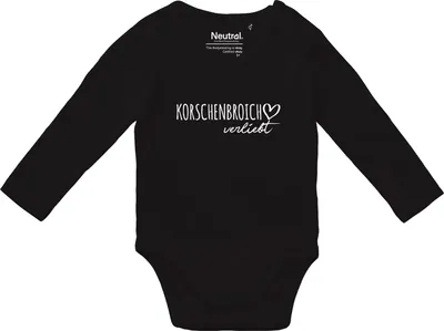 Produktbild von Huuraa Baby Body Korschenbroich verliebt 74 Black  Baumwolle Fairtrade Langarmbody Geschenkidee