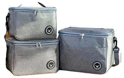 Image de Sac-repas, grande capacité, isolation thermique, gris, lot de 3