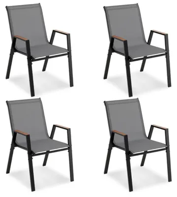 Produktbild von Set mit 4 stapelbaren Gartenstühlen NP12931GR-4, 88 x 66 x 56 cm, grau