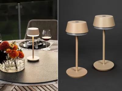 Produktbild von Set Akku Tischlampen für Outdoor kabellos Terrassenlampen ohne Kabel Höhe 30cm