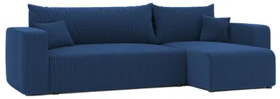 Zdjęcie produktu dla HuskyMeble Narożnik PIERO z funkcją spania i pojemnikiem na pościel Kształt L, Rozkładana sofa, Rogówka - Granatowy - Poso 05