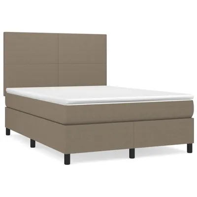 Zdjęcie produktu dla vidaXL Łóżko sprężynowe z materacem Taupe 140x200 cm tkanina
