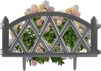 Obrázok produktu pre Plastový plot do záhrady, sivý, ohraničenie, palisáda, okraj trávnika, 49 cm