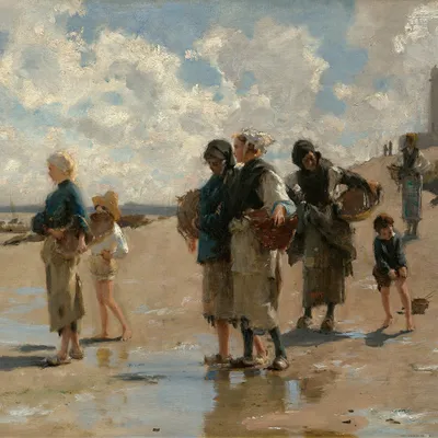 Produktbild von John Singer Sargent Kunstdruck Bild - Austernfischen In Cancale, 1878 (70 x 70 cm)