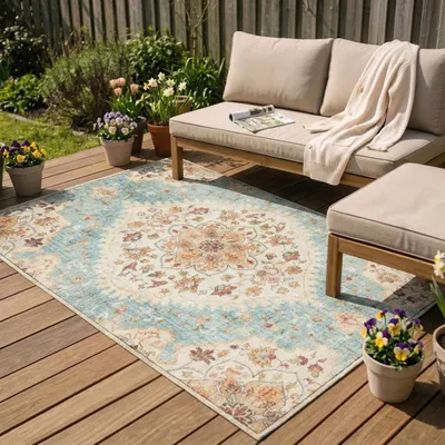 Zdjęcie produktu dla Volero - Dywan zewnętrzny Vintage - Santo Mandala Jasnoniebieski - 230x330 cm