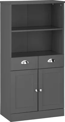 Produktbild von Kyle | Schrank mit 2 Türen und 2 Schubladen aus Spanplatte Grau
