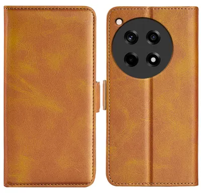 Productafbeelding van MobyDefend Hoesje - Geschikt voor OnePlus 12R - Luxe Wallet Book Case (Sluiting Zijkant) - Lichtbruin