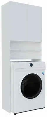 Produktbild von Badregal Über Waschmaschine – Weiß – 64 x 183,2 x 32 cm – 4 Regale – Schrank Kompakter