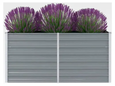 Produktbild von Hochbeet 160 x 80 x 77 cm aus verzinktem Stahl in Grau, Pflanzbeet für Gemüse, Kräuter und Blumen, Pflanzentrog für Garten, Terrasse und Balkon