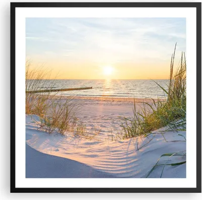 Produktbild von Gerahmtes Poster - Schwarzer Rahmen - Düne Strand Meer - 60x60 cm - Wand Bild - Wanddeko - Wandbilder - Kunstposter - Wandposter - Bilderrahmen - Bilder - Kunstdruck - Wandbild - P2BAC60x60-3989