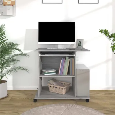 Image de The Living Store Bureau gris Sonoma 80x50x75 cm bois composite