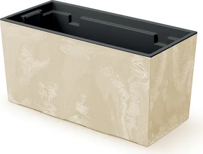 Obrázek produktu pro Balkonový truhlík Betonový design Květinový truhlík Plastový květináč Krémová 39,5 x 18,5 x 19,5 cm