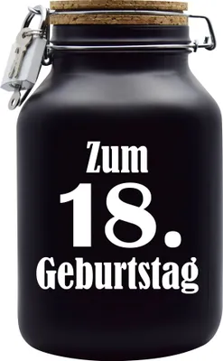 Produktbild von Spardose Geld Geschenk Ideen 18. Geburtstag Schwarz Größe XXL 3 Liter