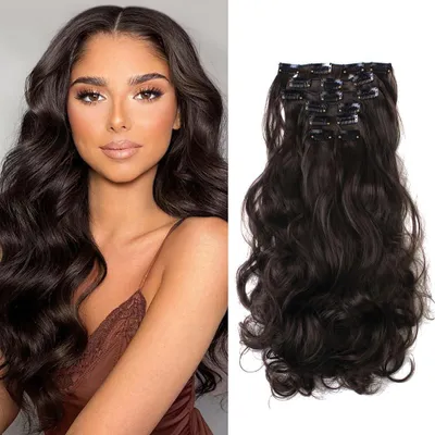Produktbild von XFSRG 7 Stück Clip in Haarverlängerungen Lange Lockige Haarteile 50 CM Extensions mit Clips Wellige Haarverlängerungen Synthetik Clip in Haarverlängerung (#3)