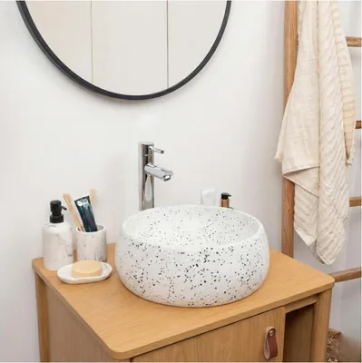 Image de Vasque à poser ZOLI ronde en terrazzo 40cm