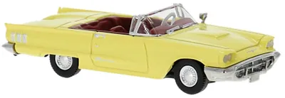 Image de Modèle réduit de la Ford Thunderbird cabriolet, couleur jaune clair, année 1960.