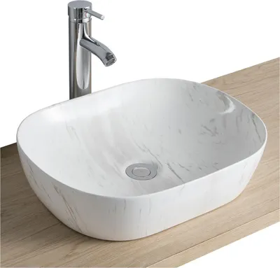 Immagine prodotto di Lavabo ovale da appoggio in Vetroceramica effetto marmo VADIM 46x37cm