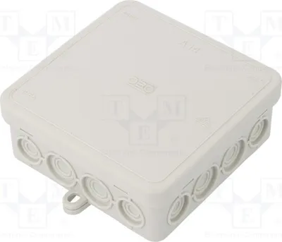 Zdjęcie produktu dla 1 x Obudowa: Puszka przyłączeniowa: X: 100 mm, Y: 100 mm, Z: 40 mm, Polietylen, A 14, do zastosowań elektrycznych