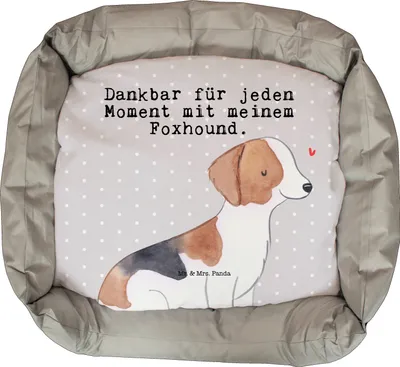 Produktbild von Mr. & Mrs. Panda Hundekörbchen Foxhound Moment - Grau Pastell - Geschenk, Hundekorb, Jagdhund, Valentinstag, Laufhund, Hund, Weihnachten, Muttertag, Vatertag