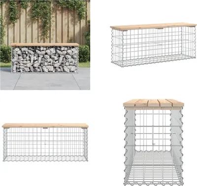 Zdjęcie produktu dla vidaXL Ławka ogrodowa gabionowa 103x31,5x42 cm lite drewno sosnowe - ławka ogrodowa - ławki ogrodowe - ławka zewnętrzna - ławka zewnętrzna