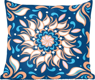 Produktbild von MuchoWow® Zierkissen Sofakissen Wohnzimmer Dekokissen 40x40 cm Sonnenblumen - Blätter - Orange - Blau - Foto Kissen - Schlafzimmer Dekoration