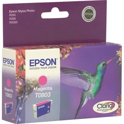 Produktbild von Epson Hummingbird Singlepack Magenta T0803 Claria Photographic Ink, Magenta, Tinte auf Pigmentbasis, 7,4 ml, 1 Stück(e)