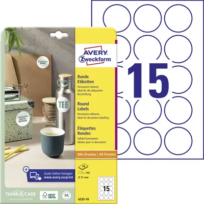 Obrázok produktu pre AVERY Zweckform 6225-10 AVERY Zweckform štítky na označovanie, priemer: 51 mm