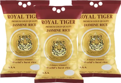 Produktbild von Royal Tiger Jasminreis Duftreis Premium Gold, 3x 5kg Beutel, Langkornreis