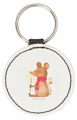 Produktbild von Mr. & Mrs. Panda Anhänger Maus Weihnachten - Weiß - Geschenk, Frohe, Weihnachtswunder, Wintermotiv, mini schlüsselanhänger, klein, Taschenanhänger, Weihnachtsmotiv