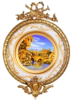 Zdjęcie produktu dla Casa Padrino Barokowa ceramiczna fototapeta z ozdobną ramą Wielokolorowy / Biały / Złoty 28 cm - Barokowa dekoracja ścienna