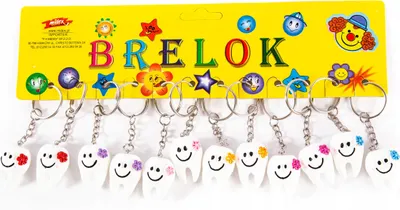 Produktbild von 12er Set Zahn Schlüsselanhänger Bunt - Lustiges Zahnarzt Geschenk & Deko