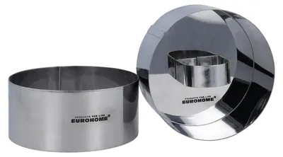Produktbild von 2er Dessertringe 9x4 cm EUROHOME Vorspeisenringe aus Edelstahl & rostfrei - Küchleinring für feine Vor und Nachspeisen 3tlg.