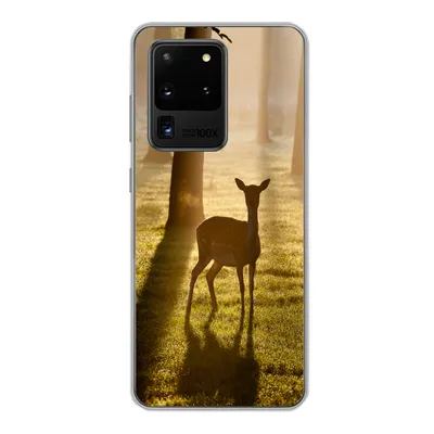 Produktbild von MuchoWow® Handyhülle Schutzhülle Hülle für Samsung Galaxy S20 Ultra Hirsche - Sonne - Bäume Silikon Softcase Handy Hülle - Karteninhaber