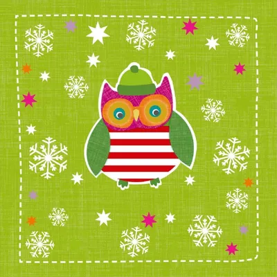 Produktbild von ARTEBENE Papier-Servietten Wintereule-grün 33x33 cm 20 Stück